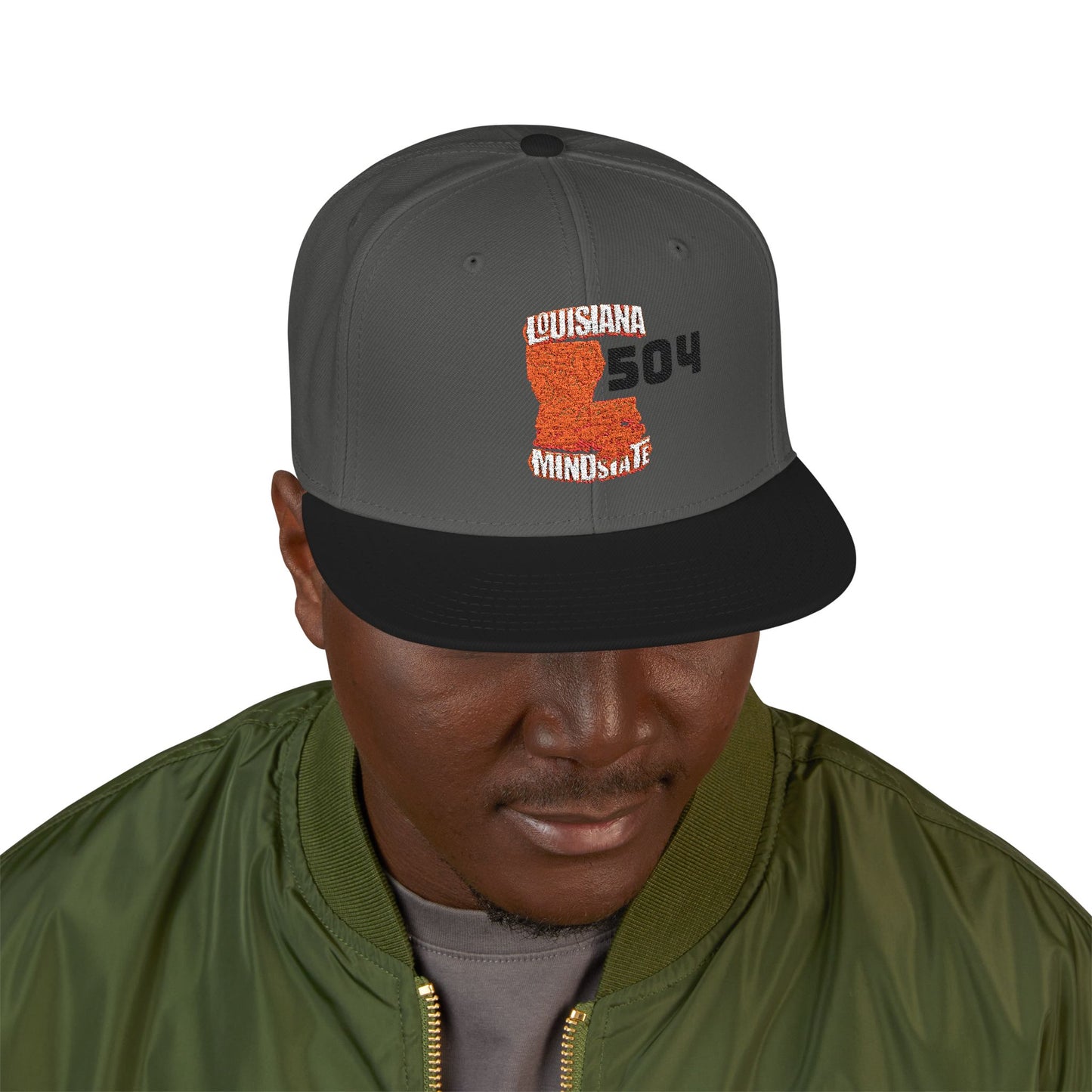 Stylish Embroidered Louisiana Mindstate 504 Snapback Hat, Fashionable Baseball Cap, Trendy Headwear, Casual Streetwear, Perfect Gift for Hipsters