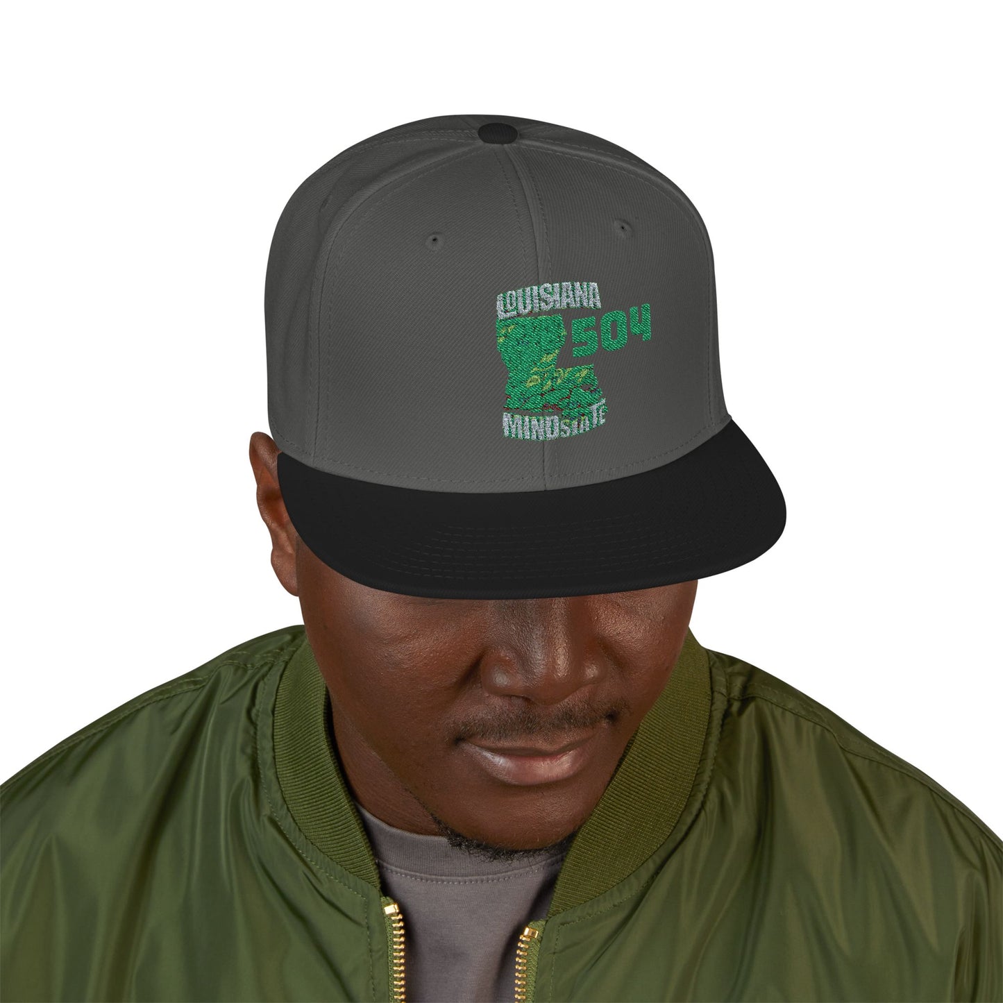 Louisiana Mindstate 504 Sparkling Snapback Hat (Custom Embroidery), Trendy Headwear, Gift for Him/Her, Casual Style, Streetwear Accessory