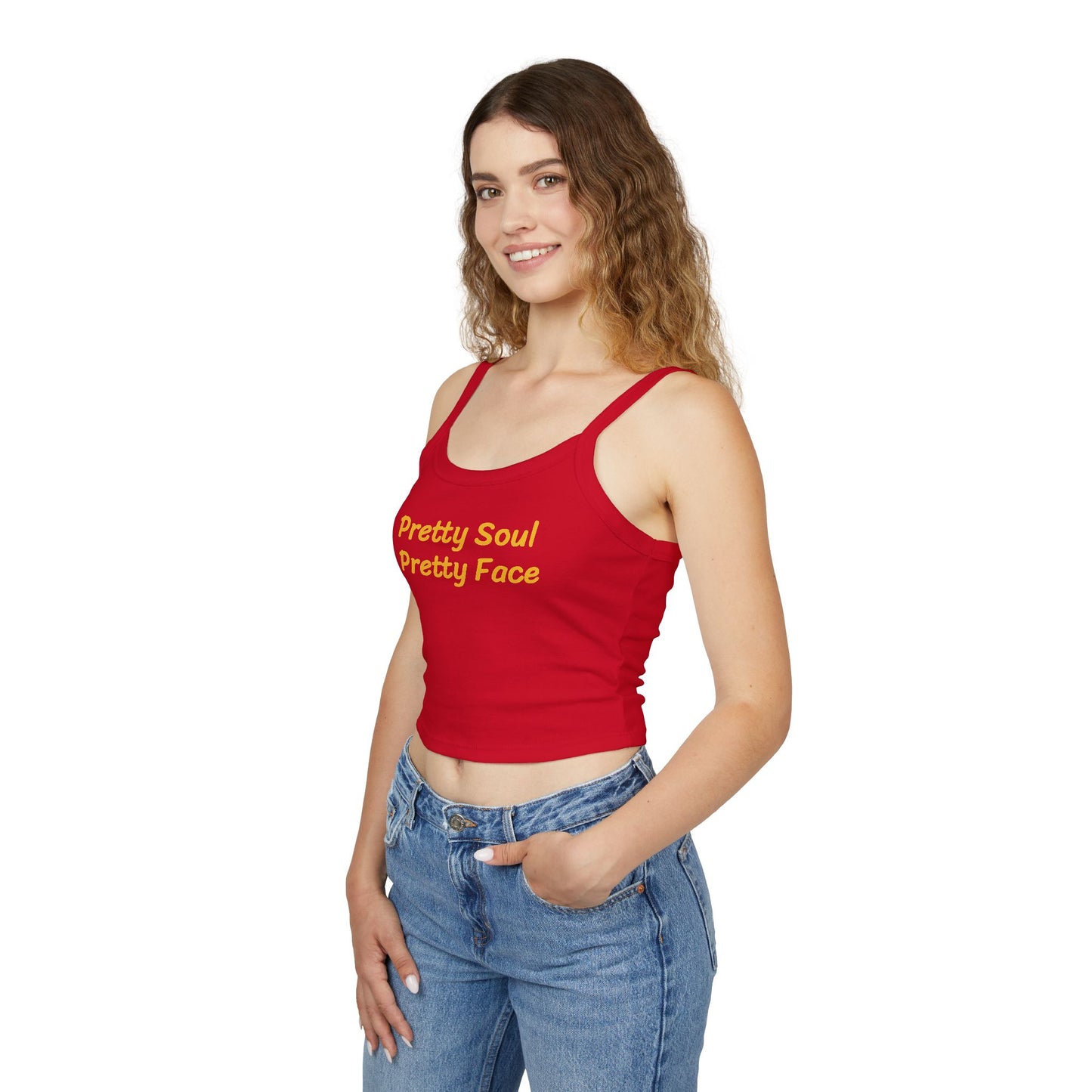 Pretty Soul Pretty Face Women's Motivational Spaghetti Strap Tank Top, Casual Wear, Summer Fashion, Beach Day Out, Gift for Her