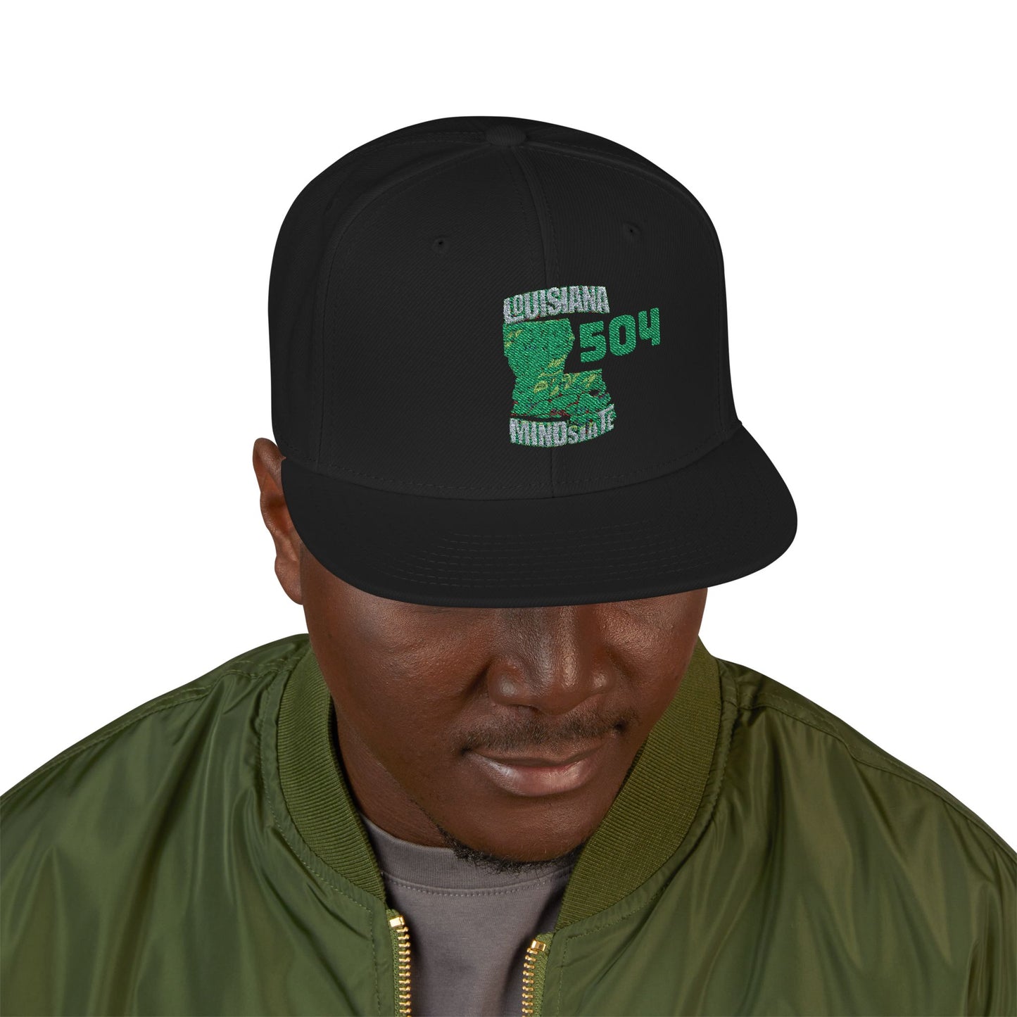 Louisiana Mindstate 504 Sparkling Snapback Hat (Custom Embroidery), Trendy Headwear, Gift for Him/Her, Casual Style, Streetwear Accessory