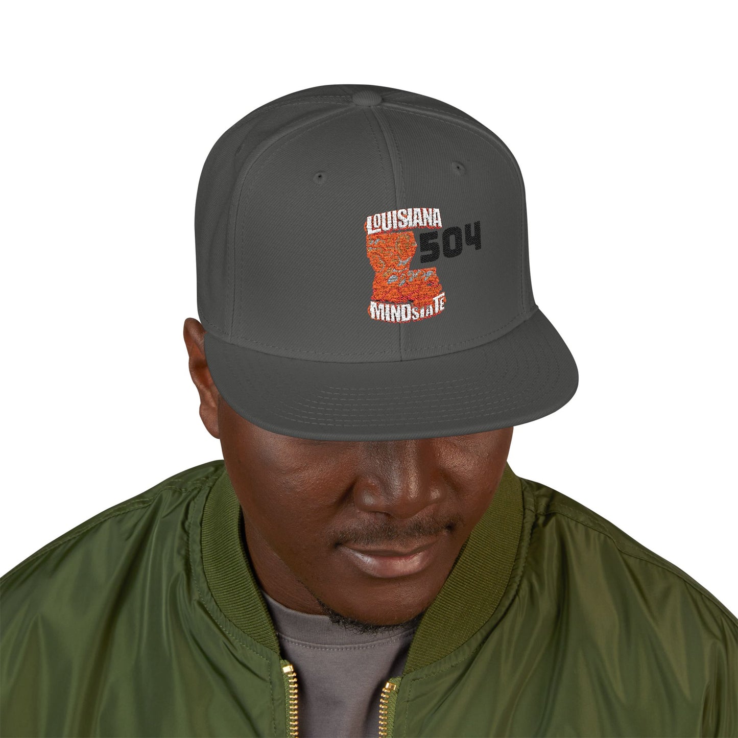Trendy Embroidered Louisiana Mindstate 318 Snapback Hat, Urban Casual Cap, Gift for Him, Summer Accessory, Unisex Fashion