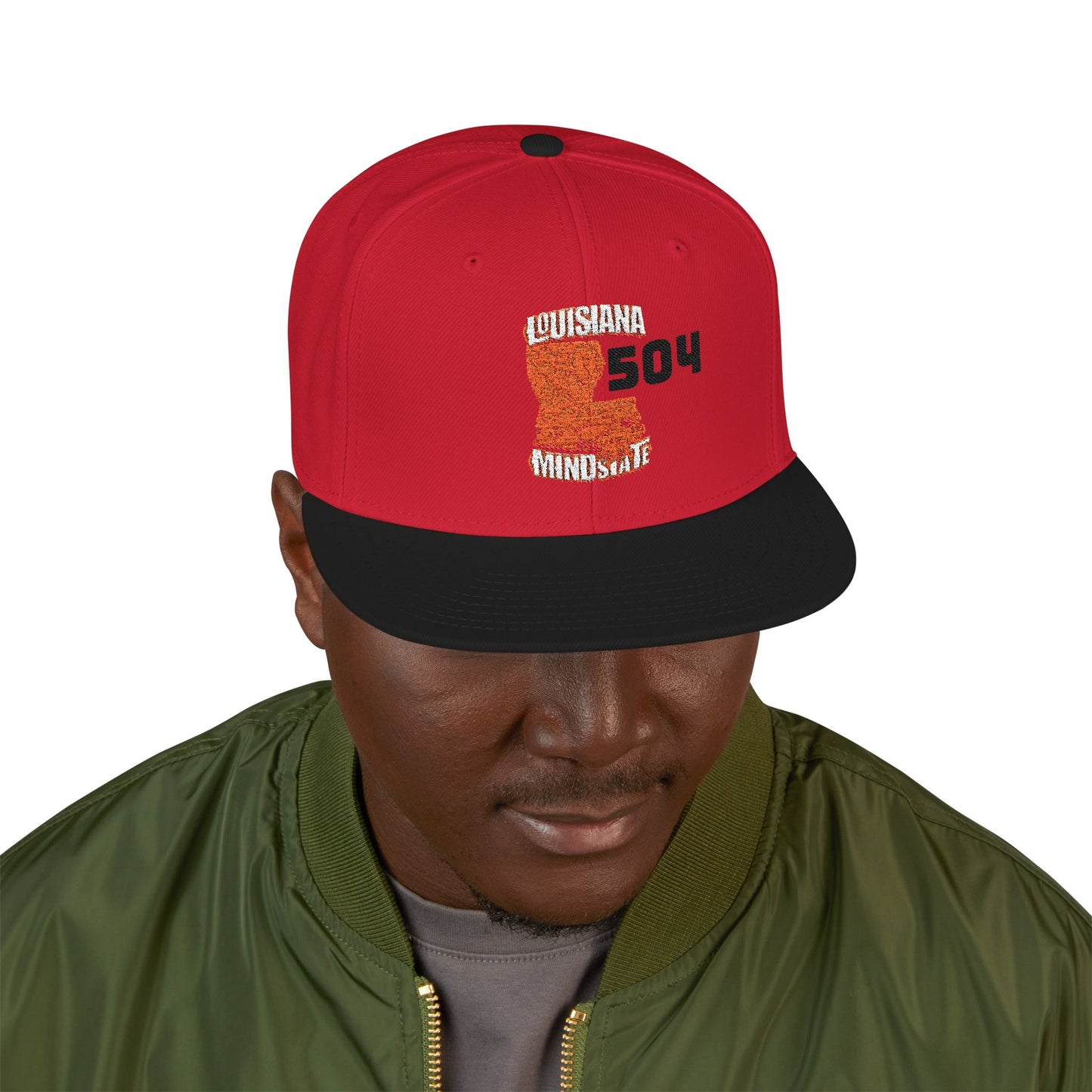 Stylish Embroidered Louisiana Mindstate 504 Snapback Hat, Fashionable Baseball Cap, Trendy Headwear, Casual Streetwear, Perfect Gift for Hipsters