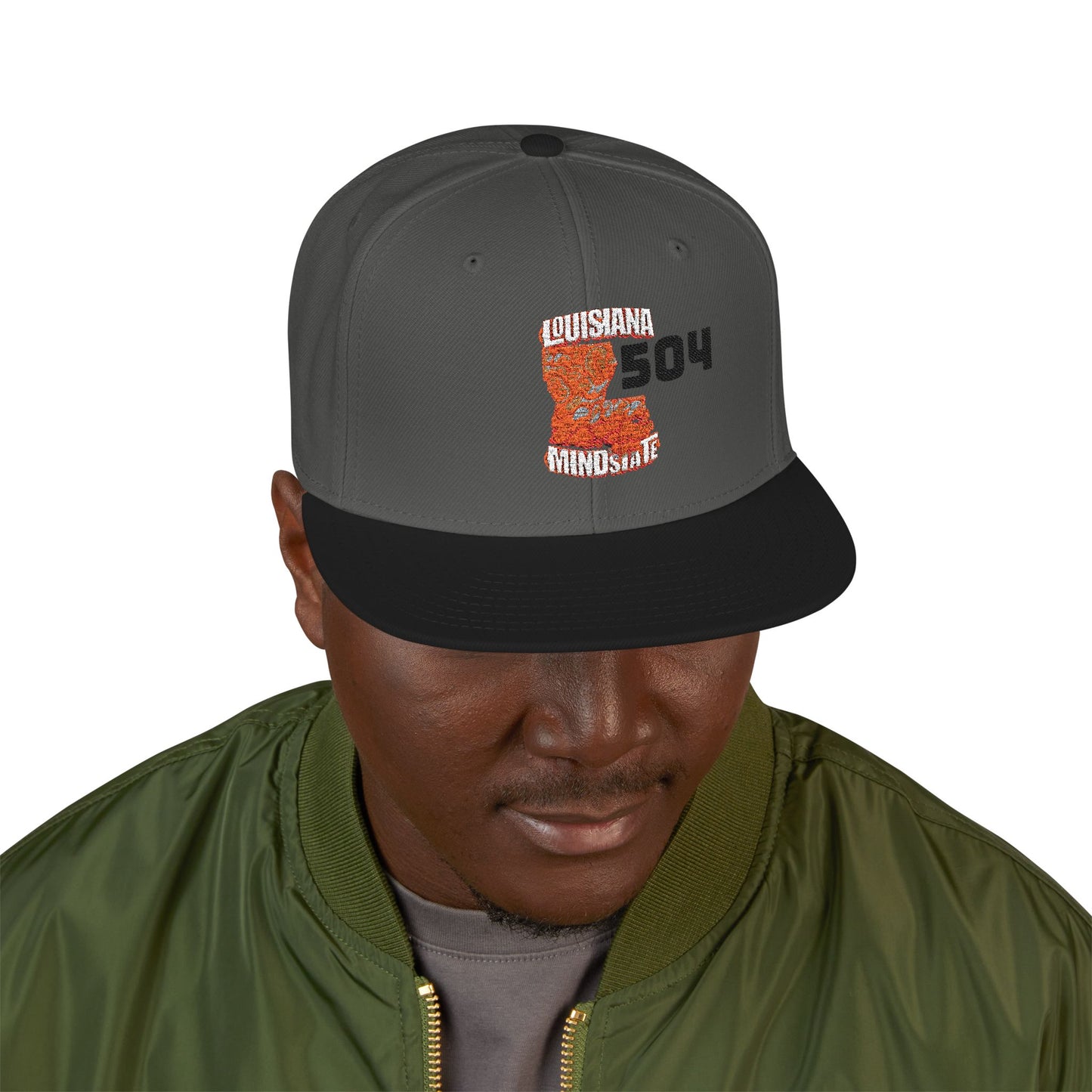 Trendy Embroidered Louisiana Mindstate 318 Snapback Hat, Urban Casual Cap, Gift for Him, Summer Accessory, Unisex Fashion