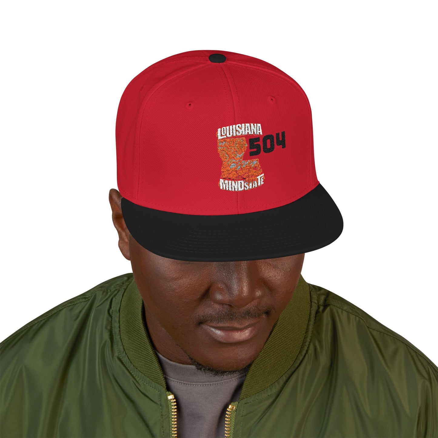 Trendy Embroidered Louisiana Mindstate 318 Snapback Hat, Urban Casual Cap, Gift for Him, Summer Accessory, Unisex Fashion
