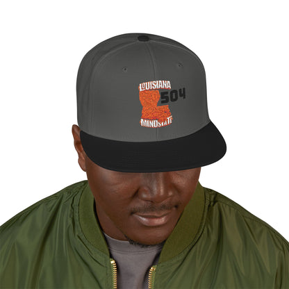 Stylish Embroidered Louisiana Mindstate 504 Snapback Hat, Fashionable Baseball Cap, Trendy Headwear, Casual Streetwear, Perfect Gift for Hipsters