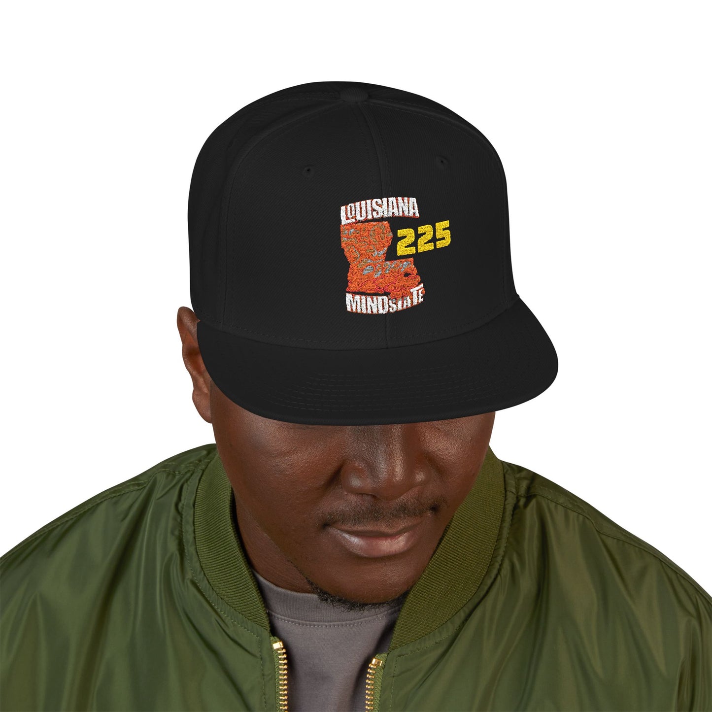 Colorful Embroidered Louisiana Mindstate 225 Snapback Cap for Casual Style, Unisex Accessories, Summer Adventures, Streetwear Fashion, Gift for Him/Her