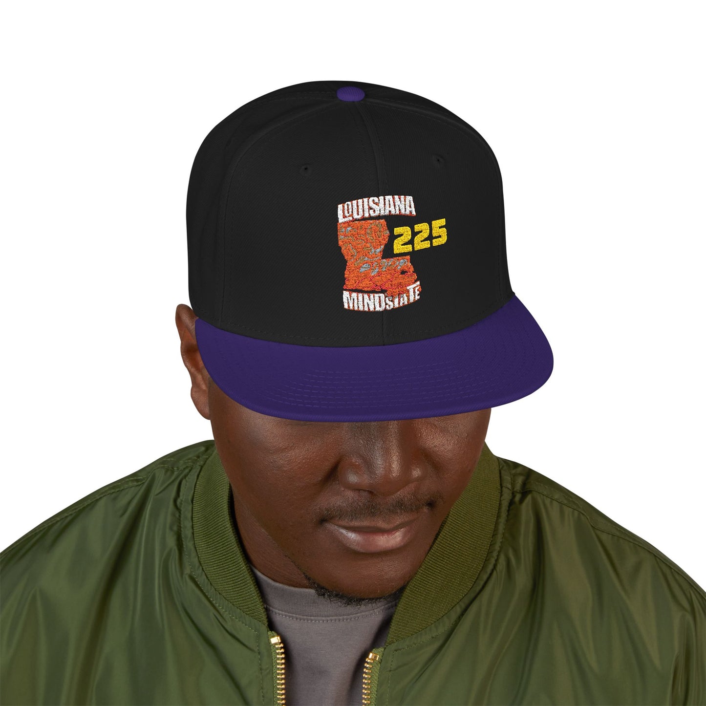 Colorful Embroidered Louisiana Mindstate 225 Snapback Cap for Casual Style, Unisex Accessories, Summer Adventures, Streetwear Fashion, Gift for Him/Her