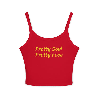 Pretty Soul Pretty Face Women's Motivational Spaghetti Strap Tank Top, Casual Wear, Summer Fashion, Beach Day Out, Gift for Her