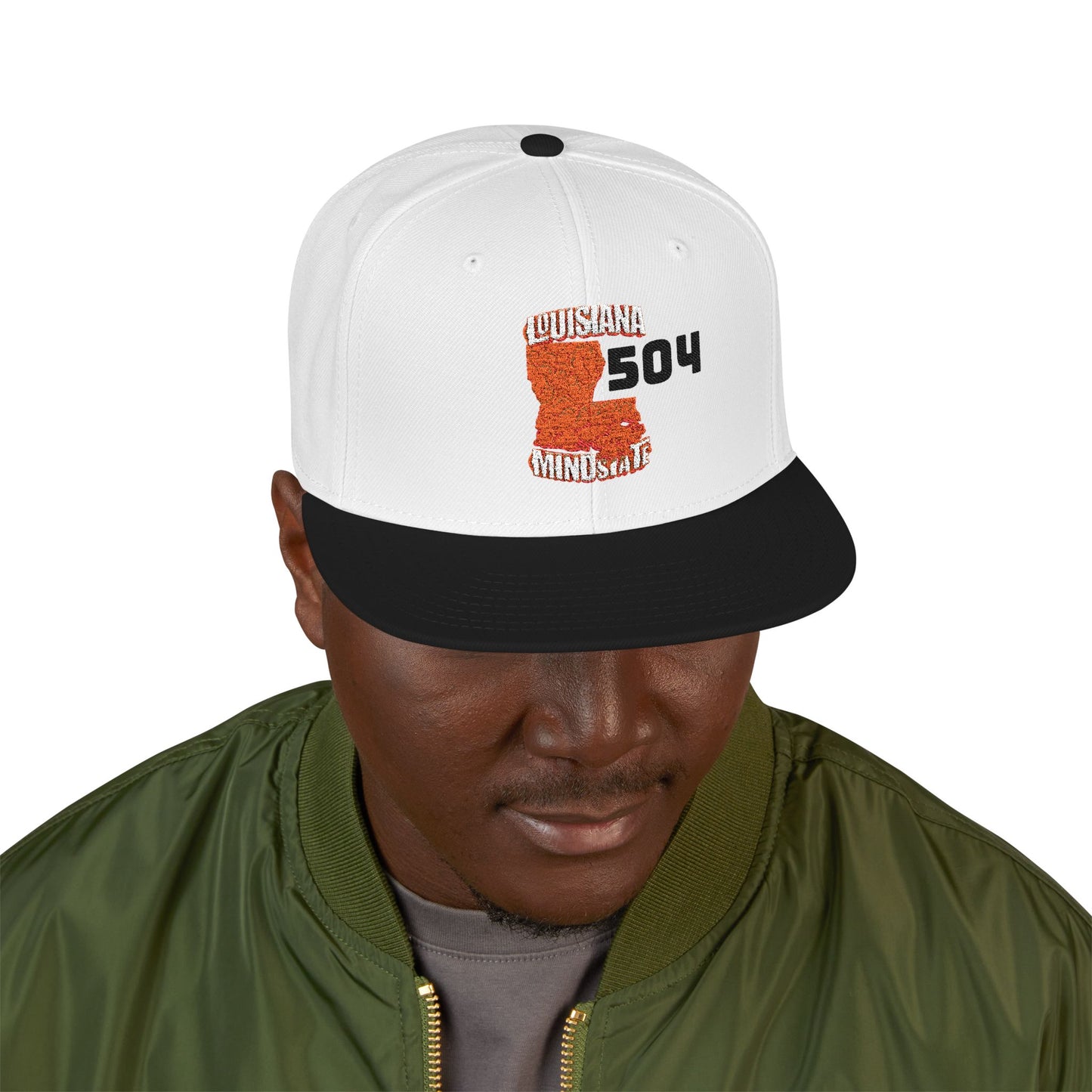 Stylish Embroidered Louisiana Mindstate 504 Snapback Hat, Fashionable Baseball Cap, Trendy Headwear, Casual Streetwear, Perfect Gift for Hipsters