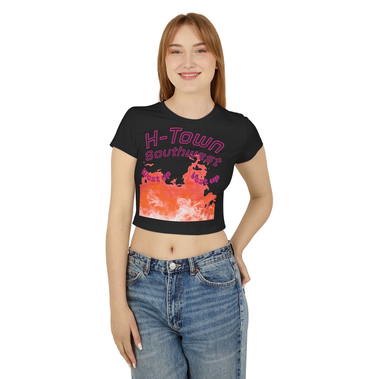 H-Town SouthWest Vibes Vibes Baby Tee, Cute Graphic Top, Trendy Short Sleeve Shirt, Summer Fashion, Perfect Gift for Her