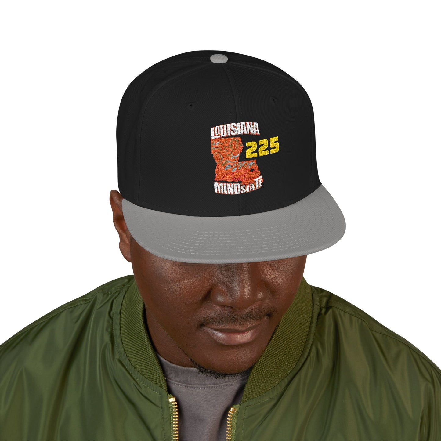 Colorful Embroidered Louisiana Mindstate 225 Snapback Cap for Casual Style, Unisex Accessories, Summer Adventures, Streetwear Fashion, Gift for Him/Her