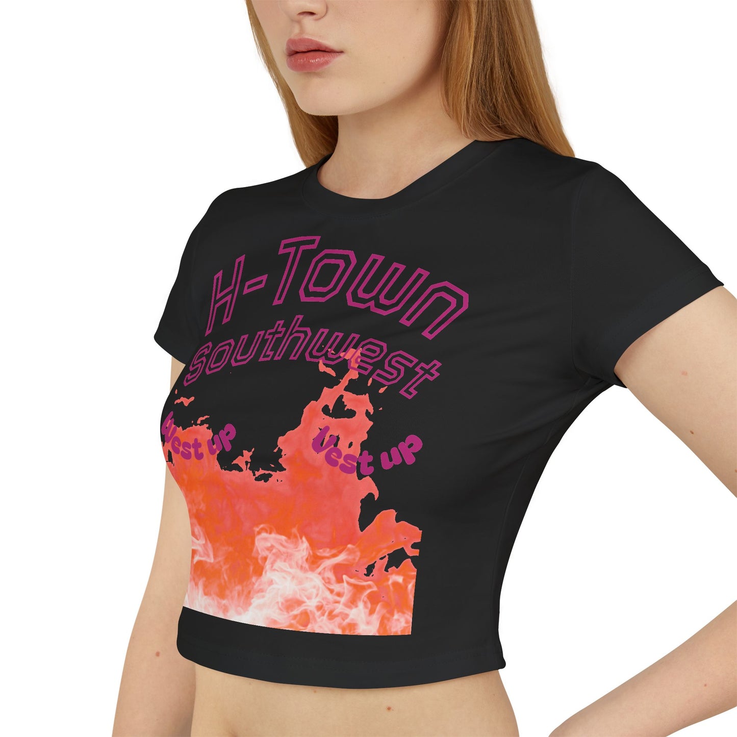 H-Town SouthWest Vibes Vibes Baby Tee, Cute Graphic Top, Trendy Short Sleeve Shirt, Summer Fashion, Perfect Gift for Her