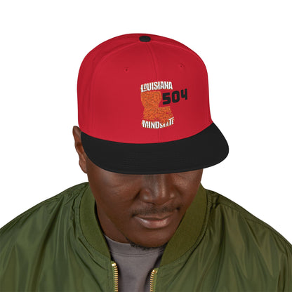 Stylish Embroidered Louisiana Mindstate 504 Snapback Hat, Fashionable Baseball Cap, Trendy Headwear, Casual Streetwear, Perfect Gift for Hipsters