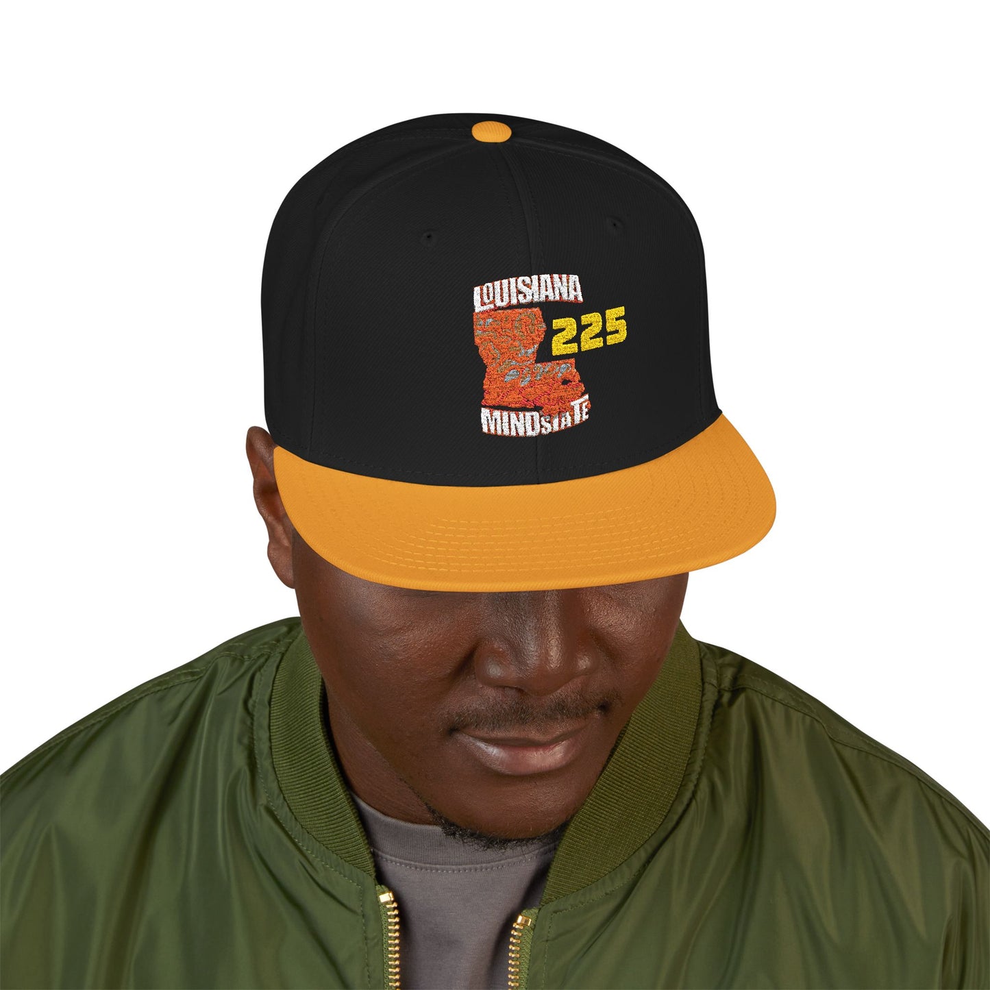 Colorful Embroidered Louisiana Mindstate 225 Snapback Cap for Casual Style, Unisex Accessories, Summer Adventures, Streetwear Fashion, Gift for Him/Her