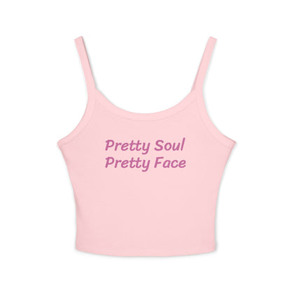 Pretty Soul Pretty Face Women's Motivational Spaghetti Strap Tank Top, Casual Wear, Summer Fashion, Beach Day Out, Gift for Her